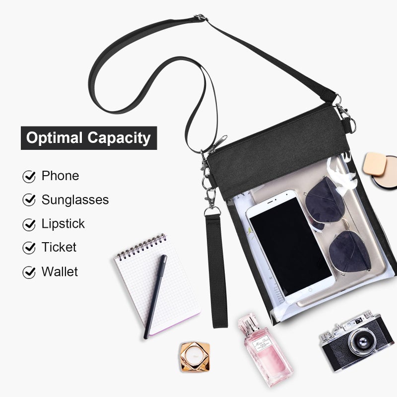 USPECLARE Clear Crossbody Purse Bag Stadium Approved Clear Tote Bag for Work Concert Sports(Clear Black) - Image 5